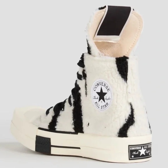 Converse Women's Black and White Furry High-Tops - Picture 3 of 11